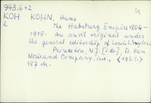 The Habsburg empire : 1804-1918 / Hans Kohn.