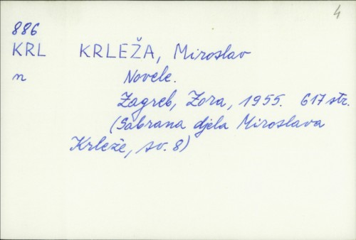 Novele / Miroslav Krleža.