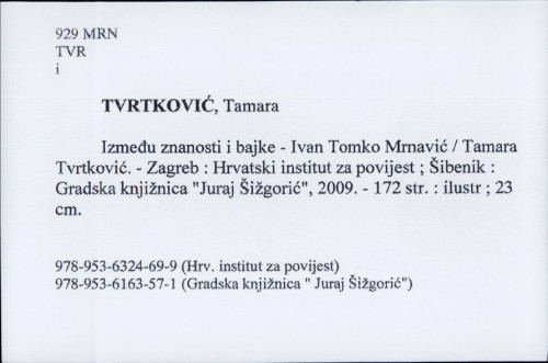 Između znanosti i bajke - Ivan Tomko Mrnavić / Tamara Tvrtković.