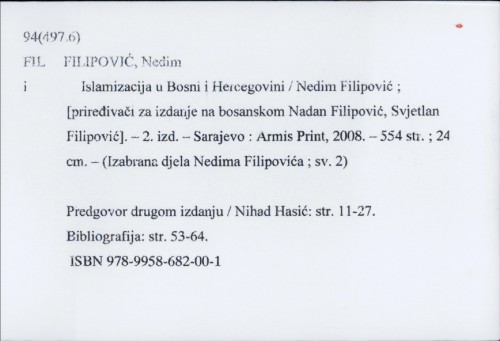 Islamizacija u Bosni i Hercegovini / Nedim Filipović