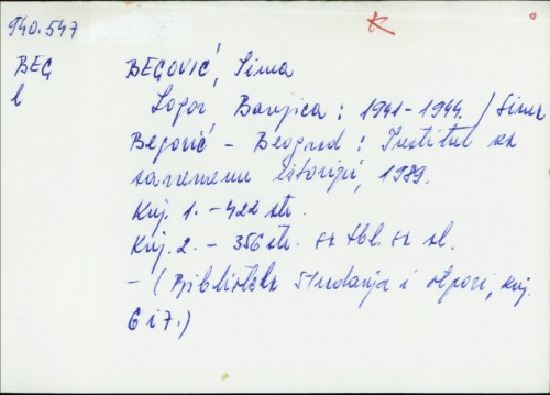 Logor Banjica : 1941-1944. / Sima Begović