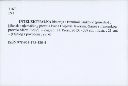 Intelektualna historija / Branimir Janković (priredio)
