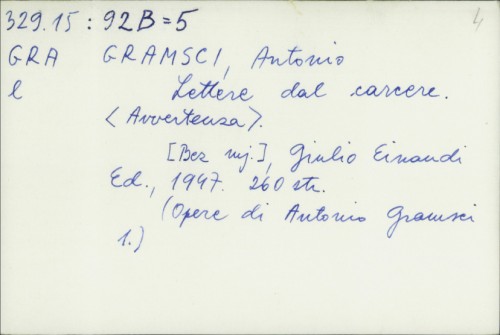 Lettere dal carcere : (Avvertenza) / Antonio Gramsci