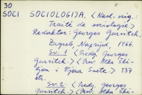 Sociologija / Redak. : Georges Gurvitch
