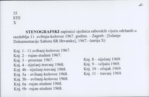 Stenografski zapisnici sjednica saborskih vijeća održanih u razdoblju 11. svibnja-kolovoz 1967. godine /