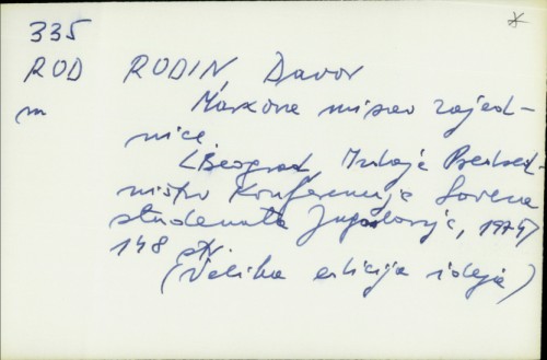 Marxova misao zajednice / Davor Rodin.