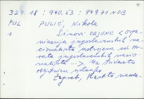 Sinovi Orjune : uz tridesetu obljetnicu ustanka / Nikola Pulić.