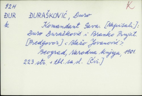 Komandant Sava / Đuro Đurašković