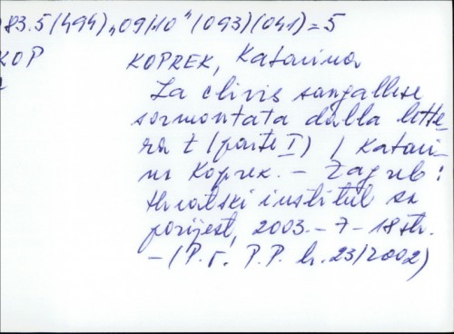 La clivis sangallese sormontata dalla lettera t : (parte I.) / Katarina Koprek.