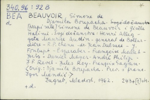 Djamila Boupacha / Simone de Beauvoir