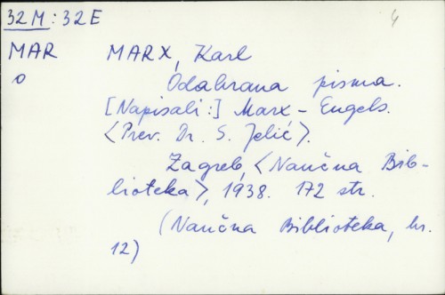 Odabrana pisma / Marx ; Engels