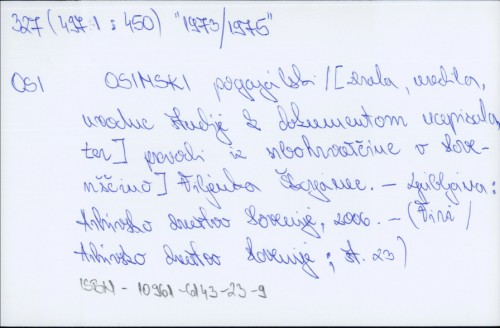 Osimski pogajalski proces / [zbrala, uredila, uvodne študije k dokumentom napis.] Viljenka Škorjanec