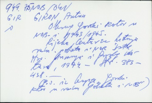 Okrug Gorski kotar u NOB-i 1943/1945. / Antun Giron