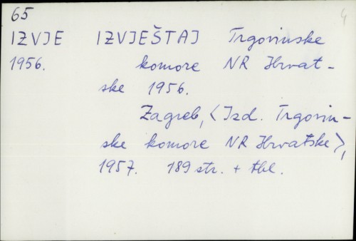 Izvještaj Trgovinske komore NR Hrvatske 1956. /