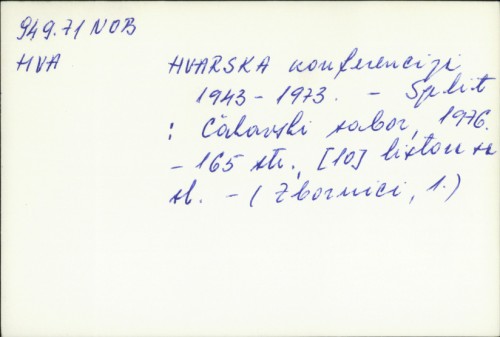 Hvarska konferencija 1943-1973. /