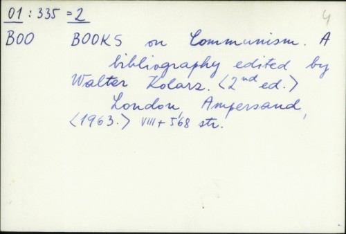 Books on Communism : a bibliography edited by Walter Kolarz / Walter Kolarz