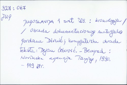 Jugoslavija i svet '89 : kronologija / Gordana Divnić