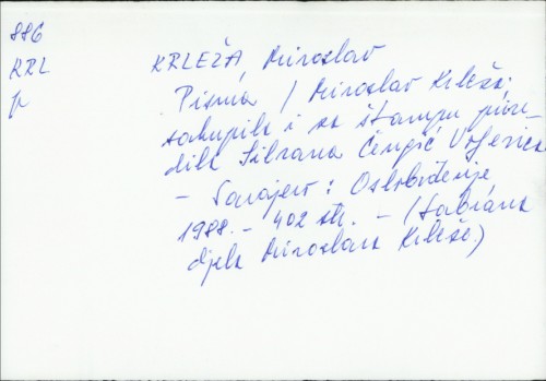 Pisma / Miroslav Krleža.