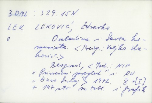 Omladina i Savez komunista / Zdravko Leković