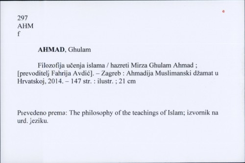 Filozofija učenja islama / Ghulam Ahmad
