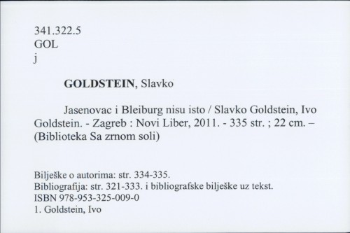 Jasenovac i Bleiburg nisu isto / Slavko i Ivo Goldstein
