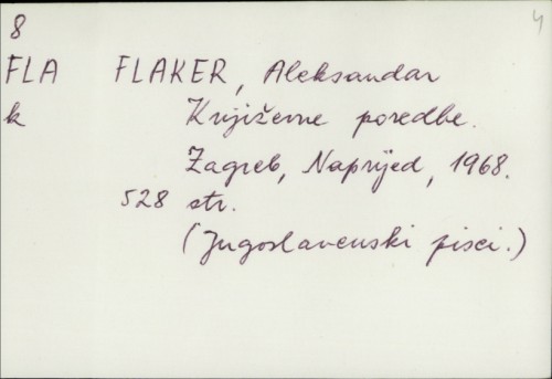 Književne poredbe / Aleksandar Flaker