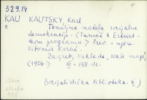 Temeljna načela socijalne demokracije / Karl Kautsky
