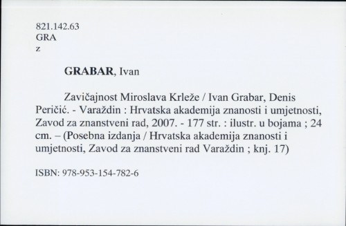 Zavičajnost Miroslava Krleže / Ivan Grabar