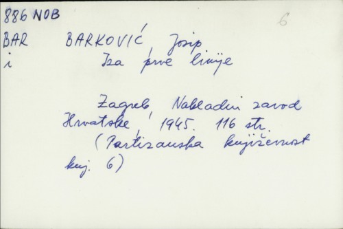 Iza prve linije / Josip Barković