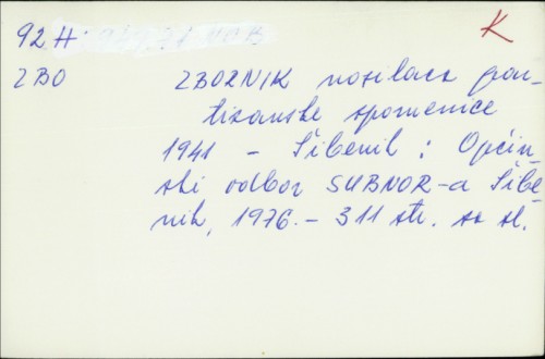 Zbornik nosilaca Partizanske spomenice 1941. / [urednik Dane Berović].