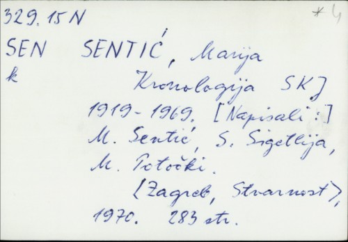 Kronologija SKJ 1919.-1969. / Marija Sentić