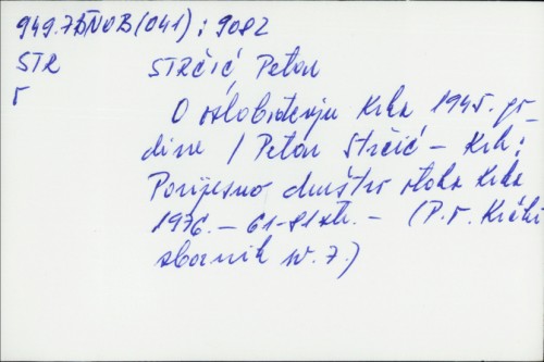 O oslobođenju Krka 1945. godine / Petar Strčić