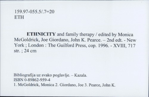 Ethnicity and family therapy / [edited by Monica McGoldrick, Joe Giordano, John K. Pearce]