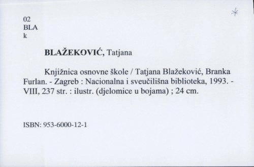 Knjižnica osnovne škole / Tatjana Blažeković