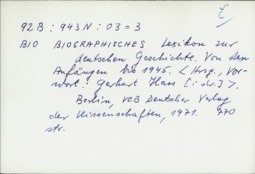 Biographisches Lexikon zur deutschen Geschichte : von den Anfängen bis 1945. / [urednik] Gerhart Hass i dr.