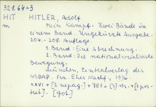 Mein Kampf : zwei Bände in einem Band / Adolf Hitler