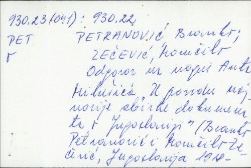 Odgovor na napis Ante Milušića 