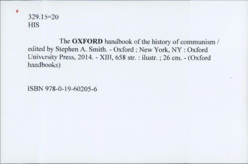 The Oxford handbook of the history of communism / Urednik Stephen A. Smith