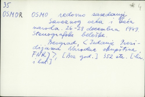 Osmo redovno zasedanje Saveznog veća i Veća naroda 26-28 decembra 1949. : Stenografske beleške /