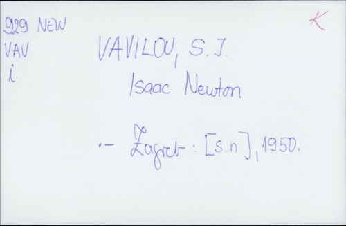 Isaac Newton / S. J. Vavilou