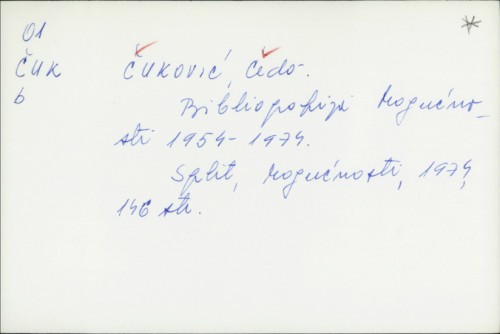 Bibliografija Mogućnosti 1954-1974. / Čedo Ćuković