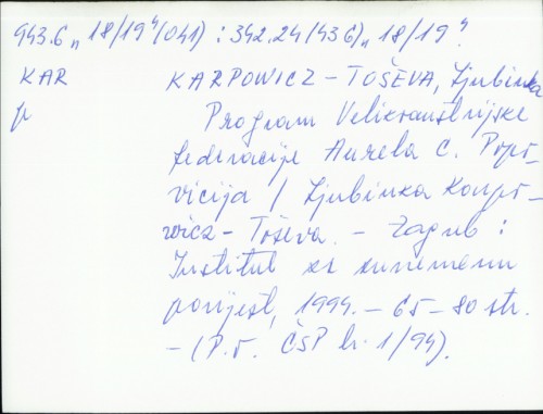 Program Velikoaustrijske federacije Aurela C. Popovicija / Ljubinka Toševa-Karpowicz
