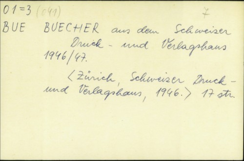 Buecher aus dem Schweizer Druck und Verlagshaus 1946/7. /