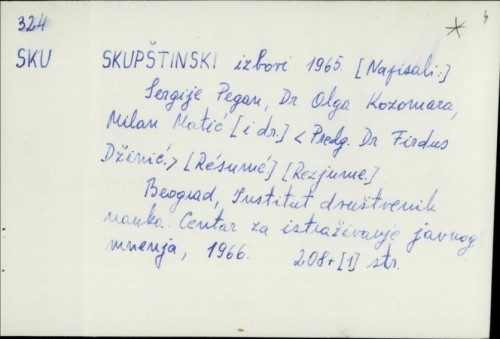 Skupštinski izbori 1965. / Sergije Pegan i dr.