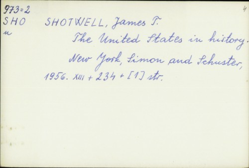 The United States in history / James T. Shotwell