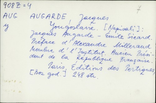 Yugoslavie / Jacques Augarde