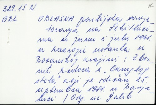 Oblasna partijska Savjetovanja na Šehitlucima u junu i julu 1941. u razvoju ustanka u Bosanskoj krajini : zbornik radova /