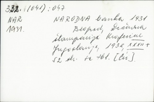 Narodna banka 1931. /