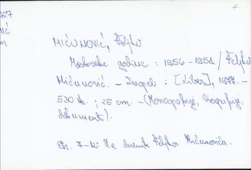 Moskovske godine : 1956-1958 / Veljko Mićunović.