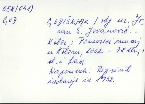 Godišnjak / odg. ur. Jovan Š. Jovanović